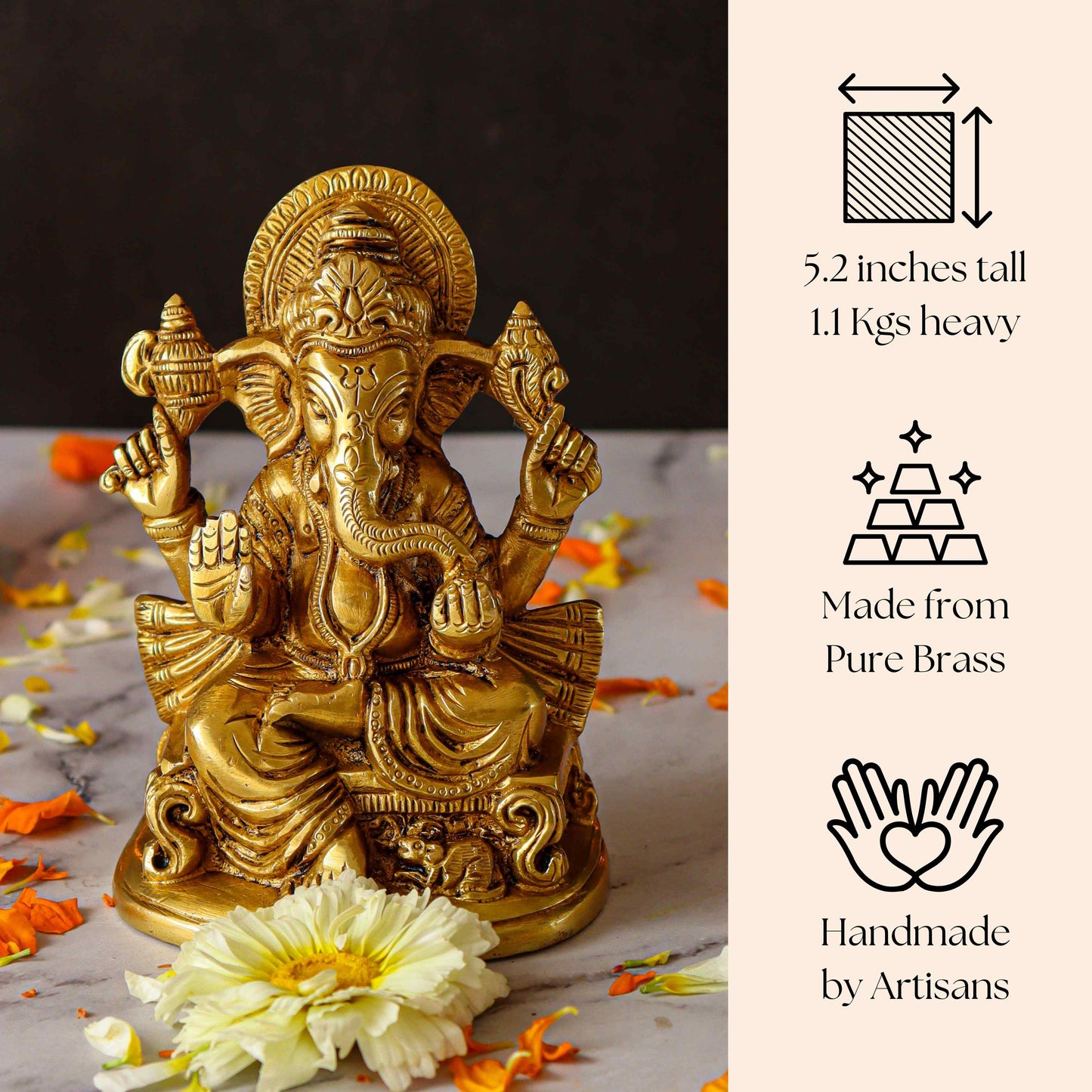 Lord Ganesh Sitting Brass Statue