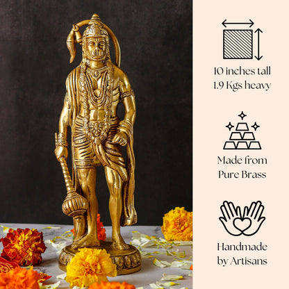 Bahubali Hanuman Standing Brass Statue