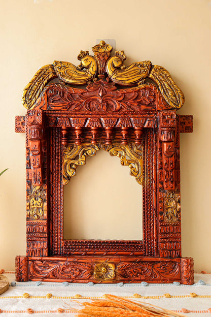 Peacock Wooden Jharokha Wall Hanging