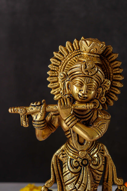 Lord Krishna Standing Brass Statue