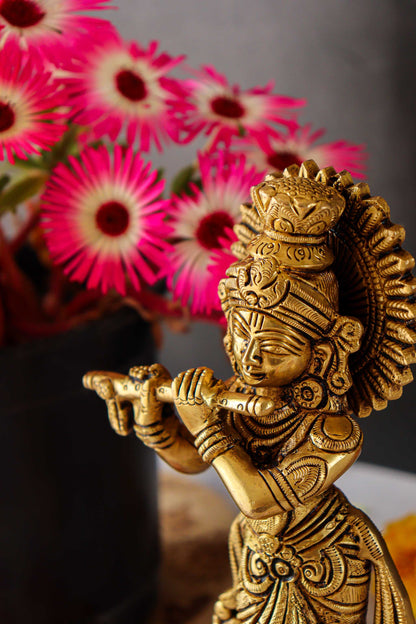 Lord Krishna Standing Brass Statue