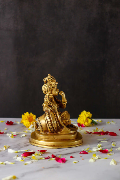 Bal Krishna With Makhan Pot Brass Statue